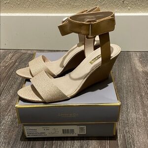 Louise et Cie Rosegold and Beige Wedge Sandals